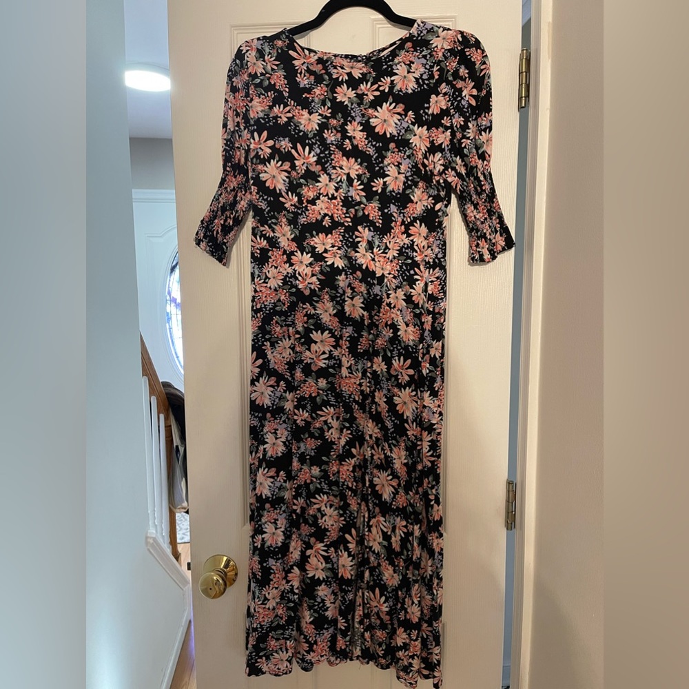 Floral, Cotton Midi Dress